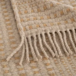 Plaid*alinea Plaid en laine recyclée à carreaux finition franges 130x170cm - Marron