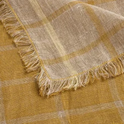 Plaid*alinea Plaid en lin lavé à carreaux finition franges 130x170cm - Jaune