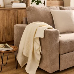 Plaid*alinea Plaid en triple gaze de coton finition point de cheval 130x170cm - ventoux Blanc