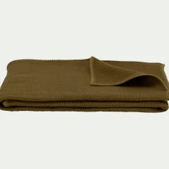 Plaid*alinea Plaid en triple gaze de coton finition point de cheval 130x170cm - Vert