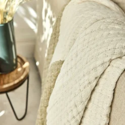 Plaid*alinea Plaid gaufré à carreaux en lin et coton 130x170cm - mousse Vert