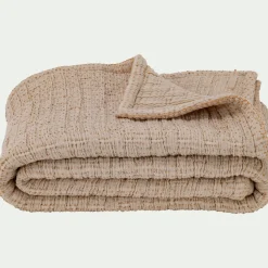 Plaid*alinea Plaid matelassé en coton motif pois finition surpiqure 130x170cm - Beige