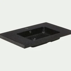 Vasque Salle De Bain|Rangement De Salle De Bain*alinea Plan vasque en pierre reconstituée L80cm Noir