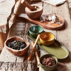 Salière Et Poivrière|Plat De Service Et Saladier*alinea Planche de présentation organique en bois d'olivier 14x35cm - Naturel