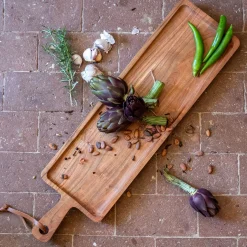 Plat De Service Et Saladier*alinea Planche de présentation sur pied en bois d'acacia L74cm - Naturel