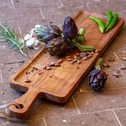 Plat De Service Et Saladier*alinea Planche de présentation sur pied en bois d'acacia L74cm - Naturel