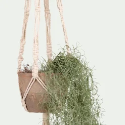 Plante Artificielle*alinea Plante tillandsia artificielle tombante avec pot suspendu H130cm - vert