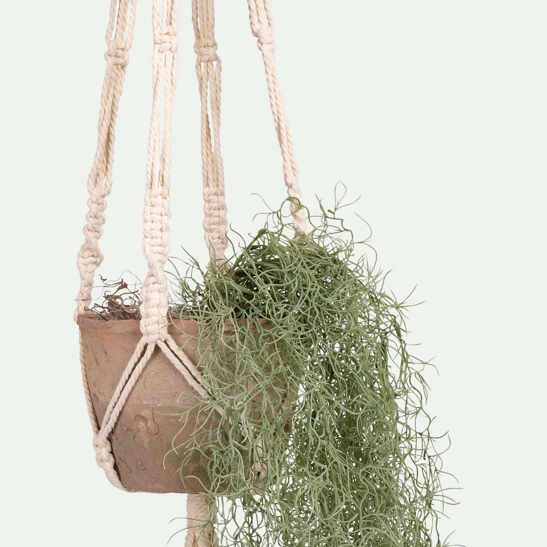 Plante Artificielle*alinea Plante tillandsia artificielle tombante avec pot suspendu H130cm - vert