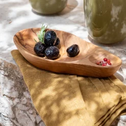 Plat De Service Et Saladier*alinea Plat à olives en bois d'olivier L17cm - Naturel