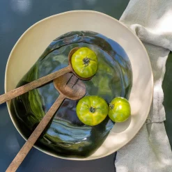 Plat De Service Et Saladier|Assiette De Noël*alinea Plat de présentation à motif en grès L36,6cm - beige alpilles Vert