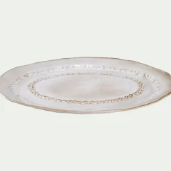 Plat De Service Et Saladier|Assiette De Noël*alinea Plat de présentation ovale à motif végétal en grès L40cm - alpilles Beige