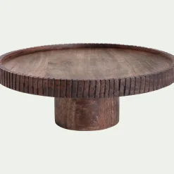 Plat De Service Et Saladier*alinea Plat de présentation sur pied en bois de manguier D32cm - Naturel