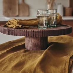 Plat De Service Et Saladier*alinea Plat de présentation sur pied en bois de manguier D32cm - Naturel