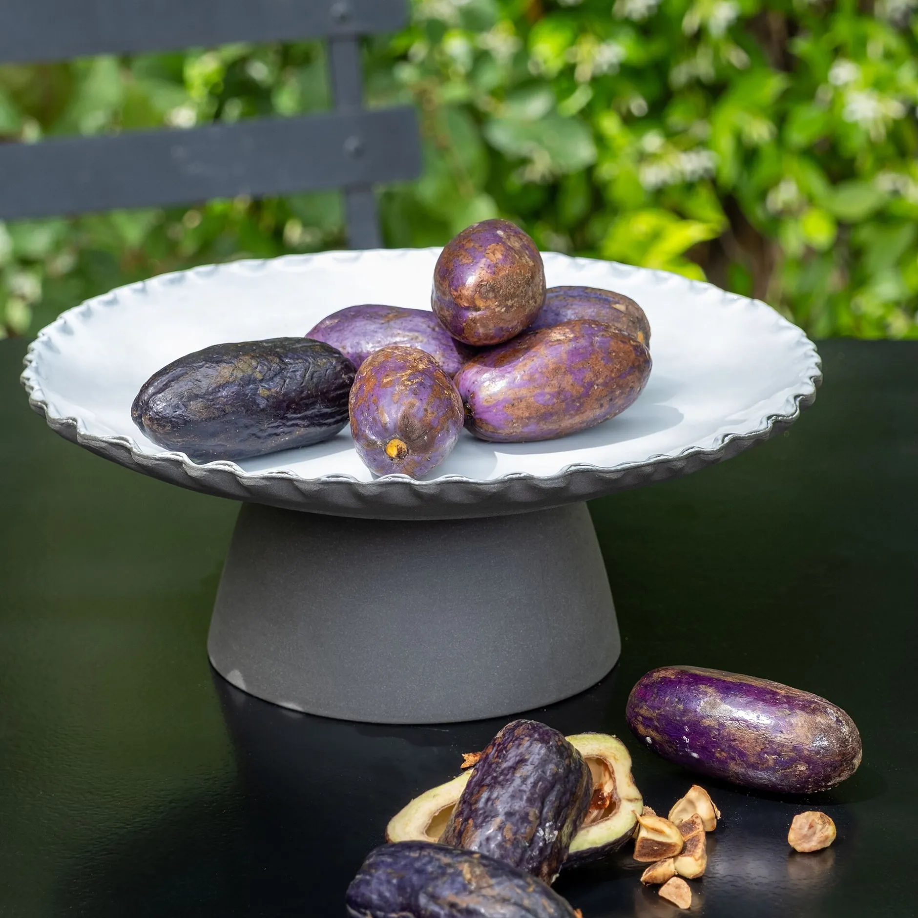 Plat De Service Et Saladier|Assiette De Noël*alinea Plat de présentation sur pied en grès D28cm - Noir