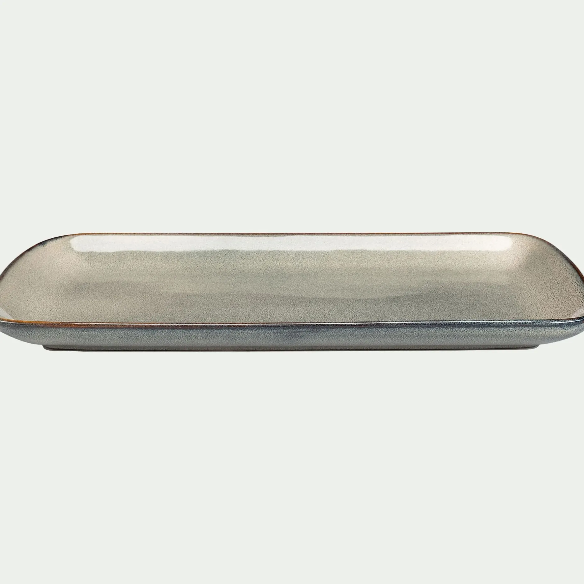 Plat De Service Et Saladier|Assiette De Noël*alinea Plat en grès émail réactif L35cm - olivier Vert