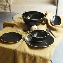 Plat De Service Et Saladier*alinea Plat ovale en grès recyclé L33cm - Noir