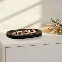 Décoration À Poser*alinea Plateau déco en bois de manguier 30x20cm - Noir