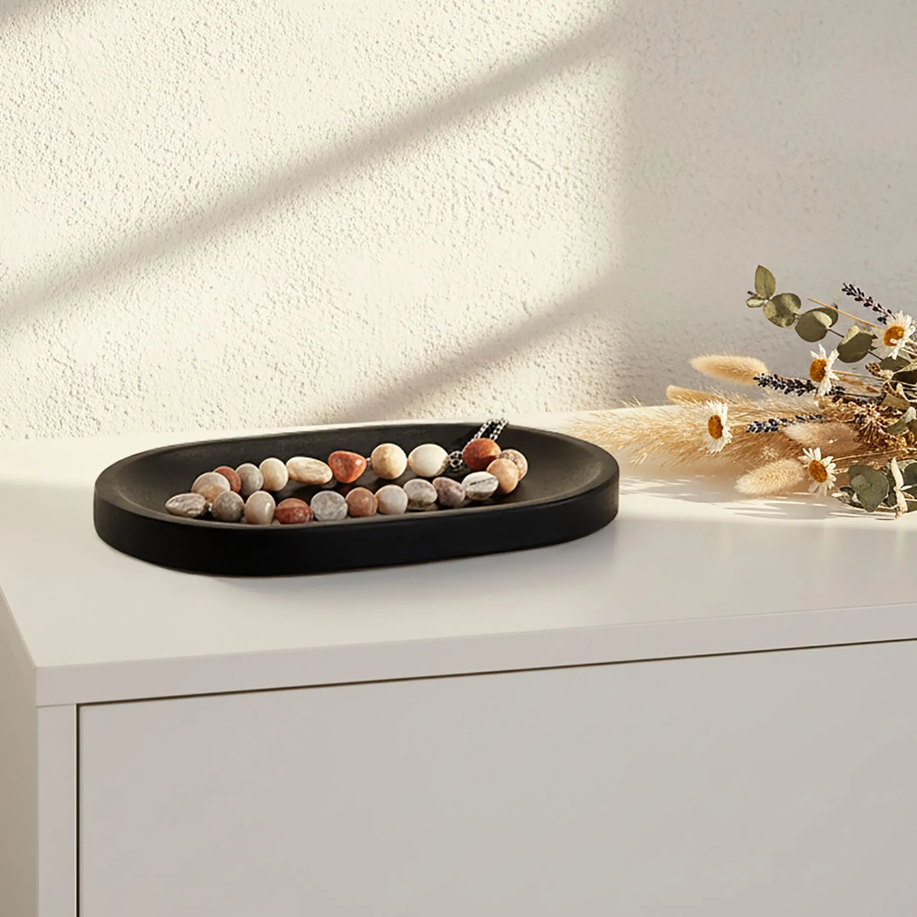 Décoration À Poser*alinea Plateau déco en bois de manguier 30x20cm - Noir