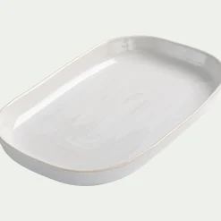 Décoration À Poser*alinea Plateau décoratif en grès 12x20cm - Blanc