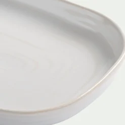 Décoration À Poser*alinea Plateau décoratif en grès 12x20cm - Blanc