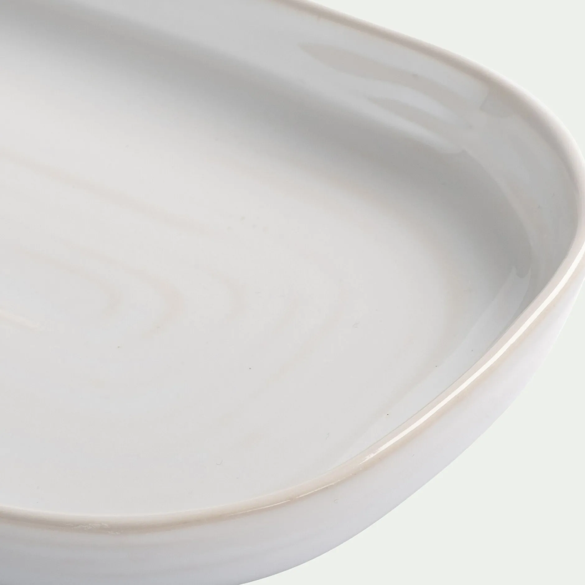 Décoration À Poser*alinea Plateau décoratif en grès 12x20cm - Blanc