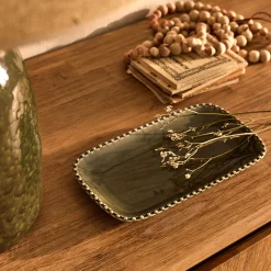 Décoration À Poser*alinea Plateau décoratif en porcelaine 14x25cm - Vert