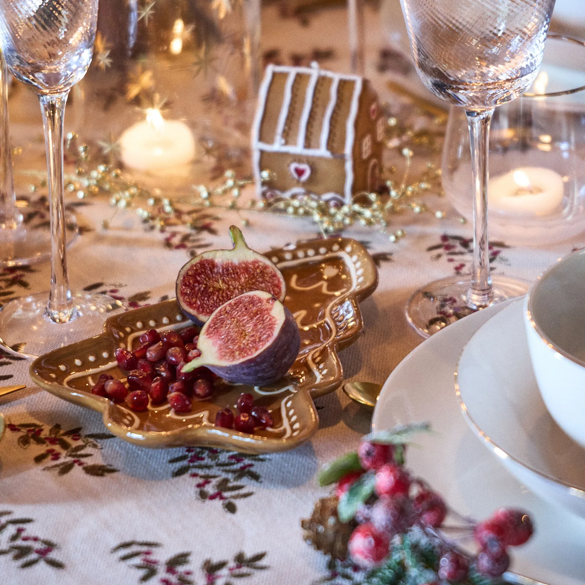 Décoration De La Table De Noël|Petit Sapin De Noël*alinea Plateau décoratif forme sapin pain d'épice en dolomite 20x14,4cm - Marron