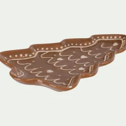 Décoration De La Table De Noël|Petit Sapin De Noël*alinea Plateau décoratif forme sapin pain d'épice en dolomite 20x14,4cm - Marron