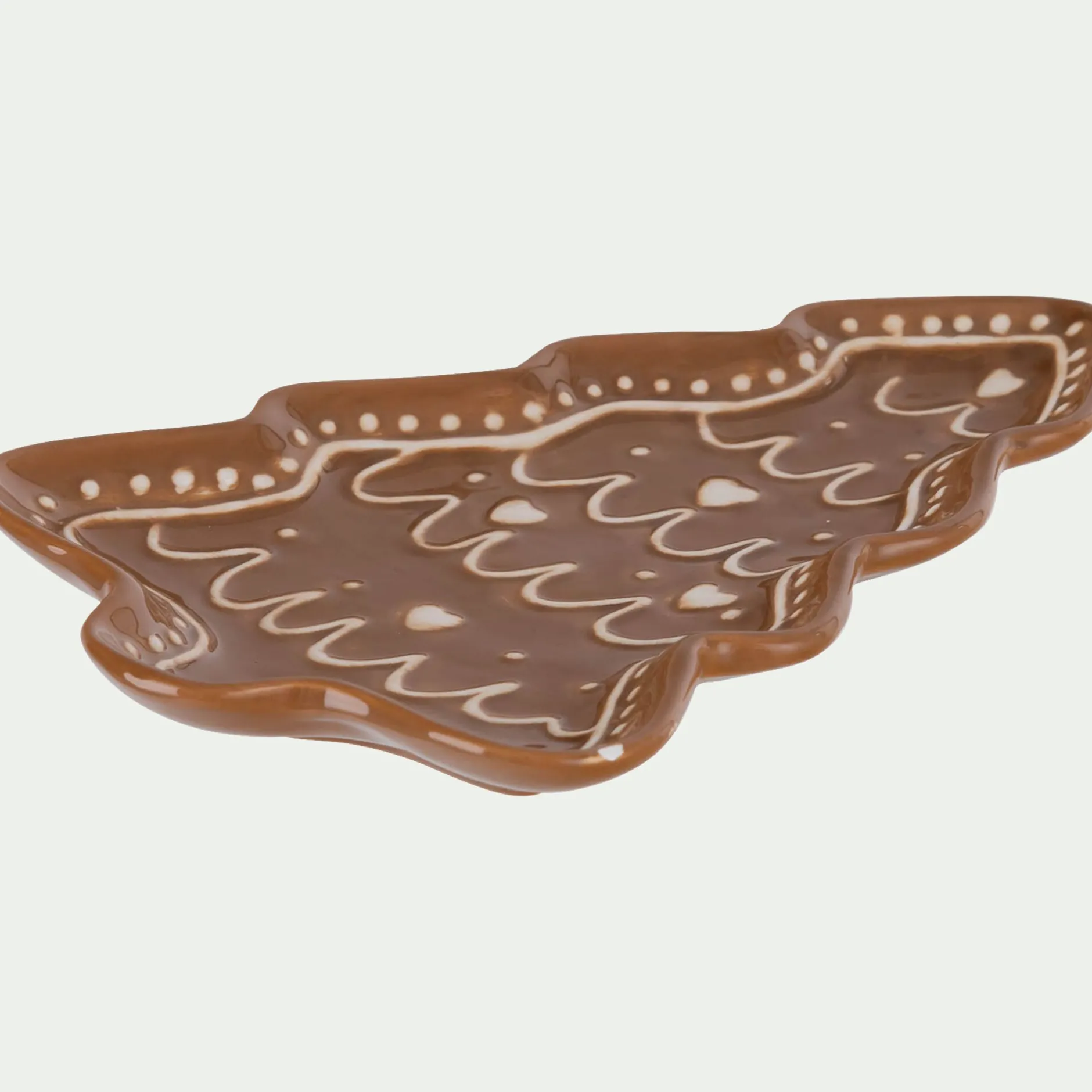 Décoration De La Table De Noël|Petit Sapin De Noël*alinea Plateau décoratif forme sapin pain d'épice en dolomite 20x14,4cm - Marron