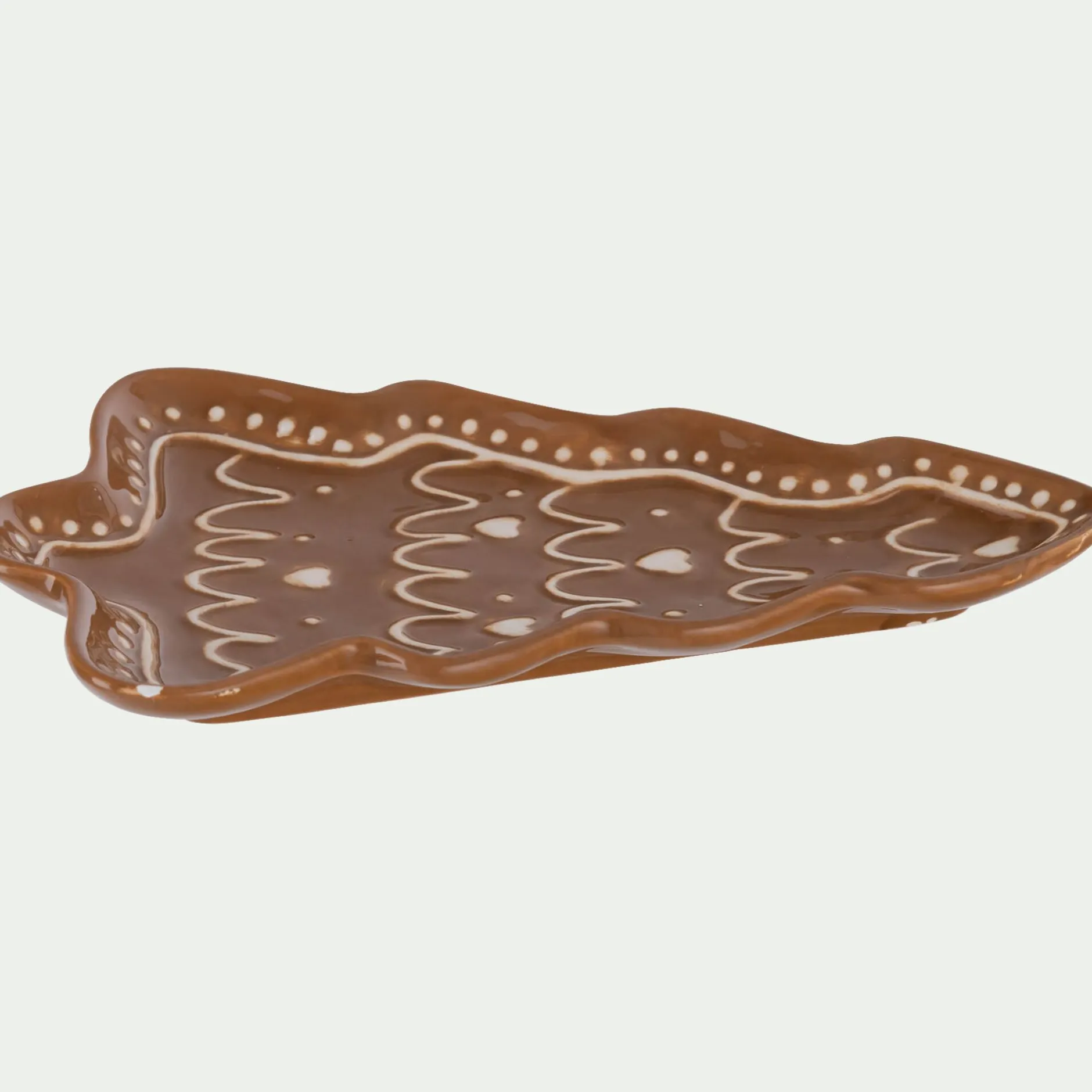 Décoration De La Table De Noël|Petit Sapin De Noël*alinea Plateau décoratif forme sapin pain d'épice en dolomite 20x14,4cm - Marron