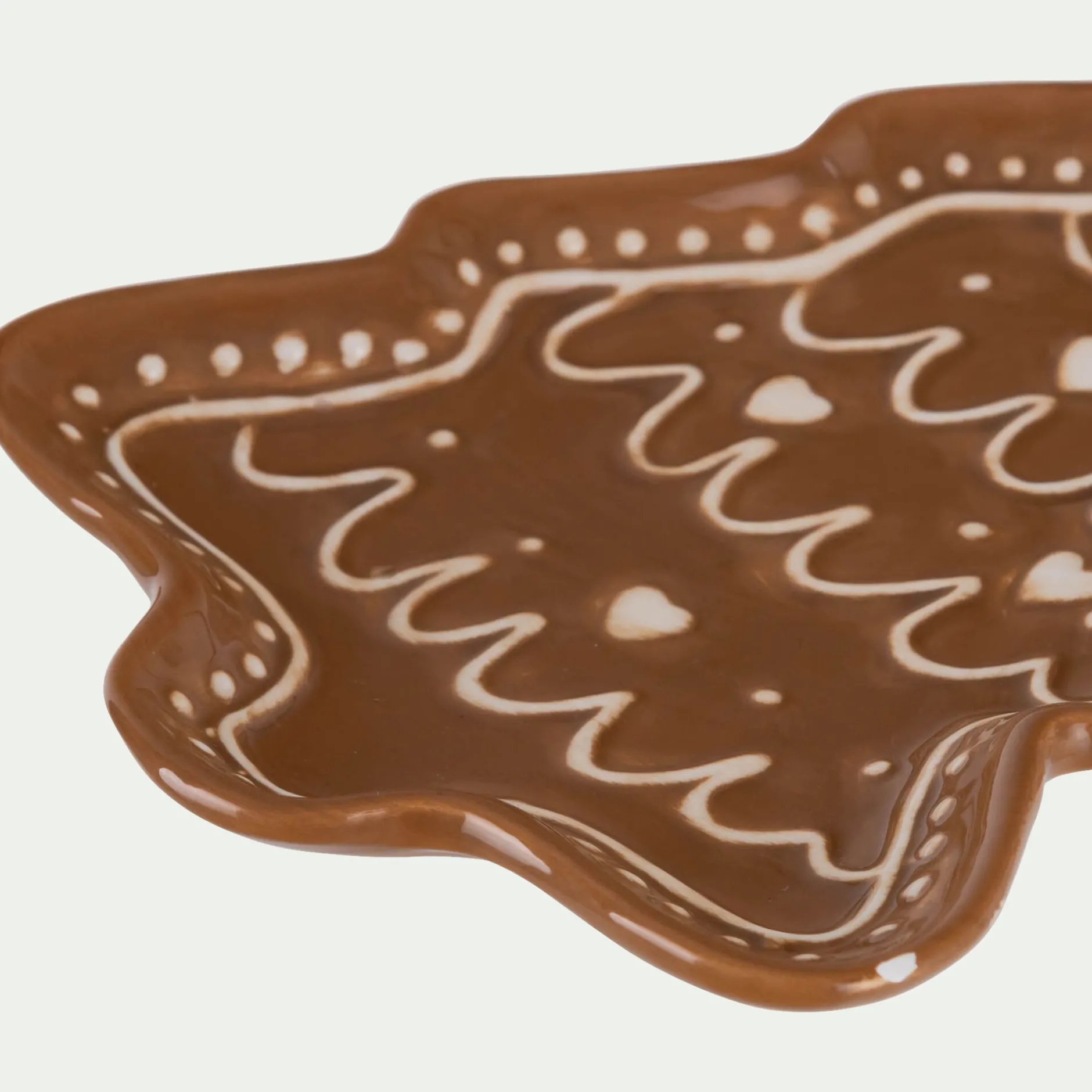 Décoration De La Table De Noël|Petit Sapin De Noël*alinea Plateau décoratif forme sapin pain d'épice en dolomite 20x14,4cm - Marron