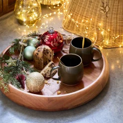 Décoration À Poser*alinea Plateau décoratif rond en bois d'acacia D45,5cm - Naturel