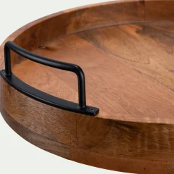 Décoration À Poser|Plateau*alinea Plateau décoratif rond en bois de manguier D40cm - Bois foncé