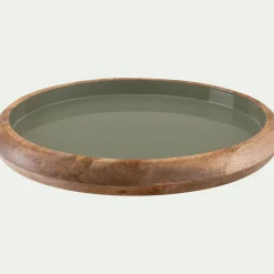 Décoration À Poser*alinea Plateau décoratif rond en bois de manguier D34cm - Vert