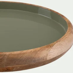 Décoration À Poser*alinea Plateau décoratif rond en bois de manguier D34cm - Vert