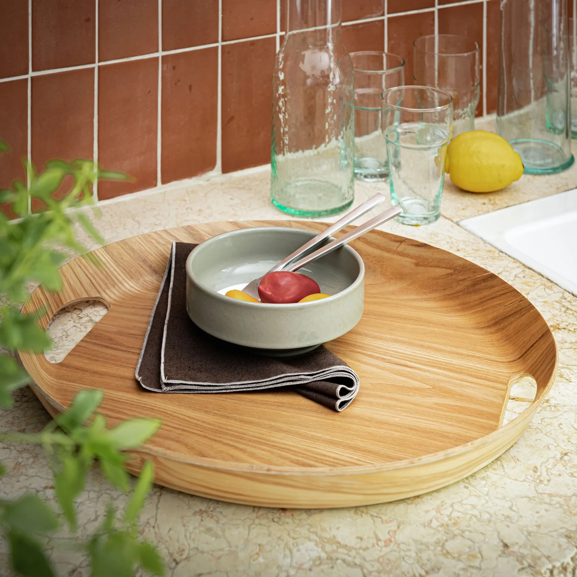 Plateau*alinea Plateau ovale en bois de chêne L46cm - Naturel