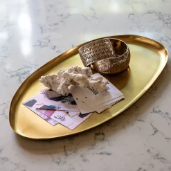 Décoration À Poser|Objet Décoratif De Noël*alinea Plateau ovale en fer 20,5x36,5cm - Doré