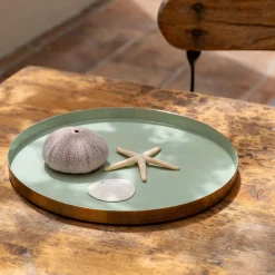 Décoration À Poser*alinea Plateau rond en fer - olivier D25cm Vert