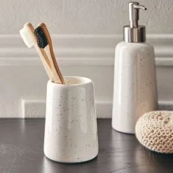 Accessoire De Salle De Bain*alinea Porte brosse à dent en céramique mouchetée - ventoux Blanc