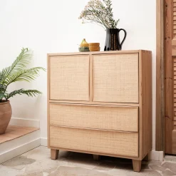 Rangement À Composer*alinea Porte en chêne et raphia avec fond - Bois clair