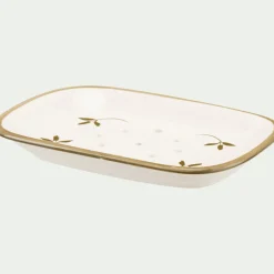 Accessoire De Salle De Bain*alinea Porte savon en grès à motifs feuilles - Blanc