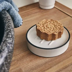 Accessoire De Salle De Bain*alinea Porte savon rond en grès - blanc D12cm