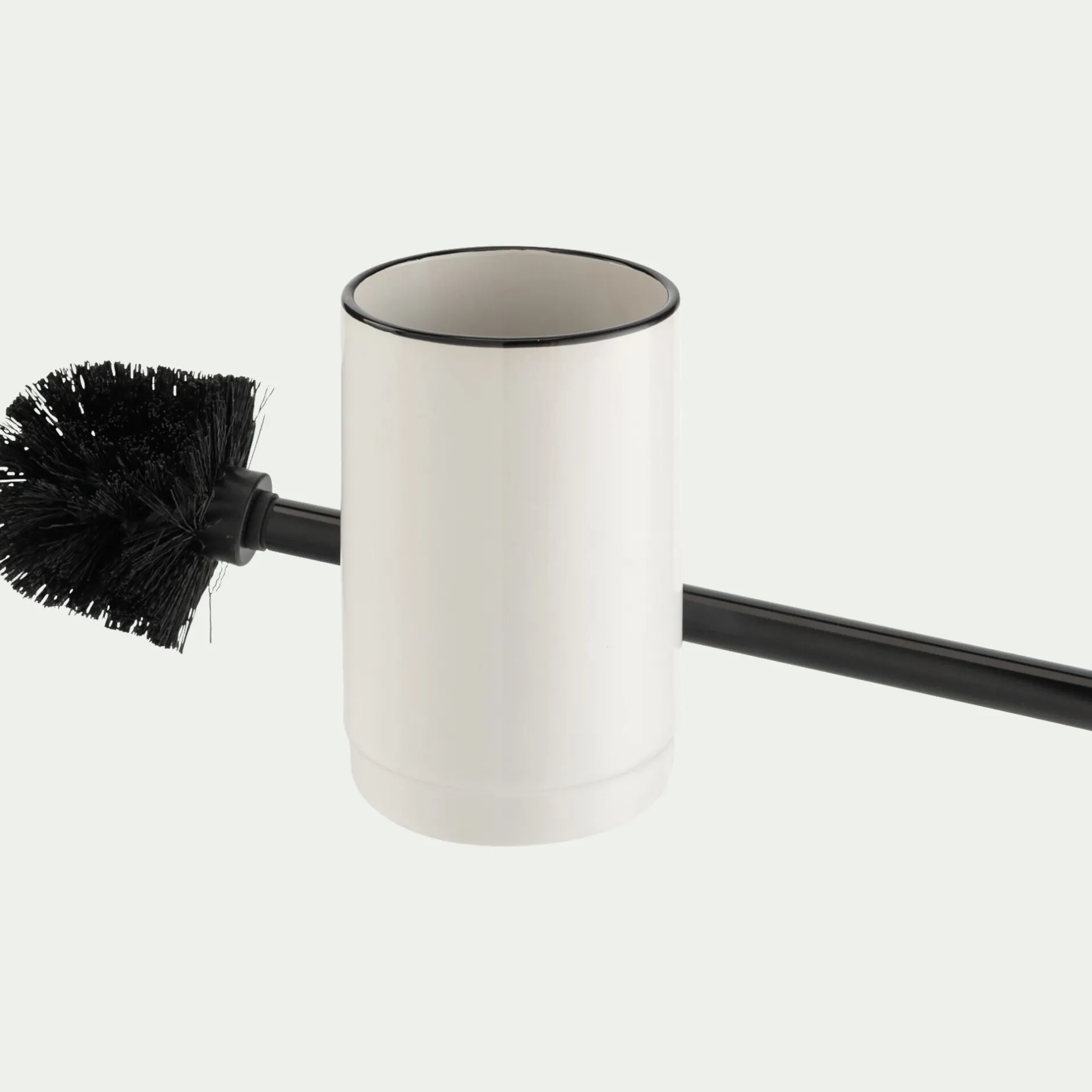 Accessoire Wc|Accessoire De Salle De Bain*alinea Porte-brosse et brosse WC en grès - Blanc