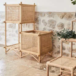 Pot De Fleur*alinea Porte-plante double sellette en rotin - Naturel