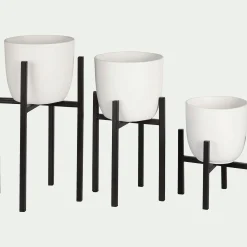 Pot De Fleur*alinea Porte-plante en métal H35xD20,5cm Noir