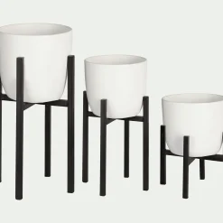 Pot De Fleur*alinea Porte-plante en métal H35xD20,5cm Noir