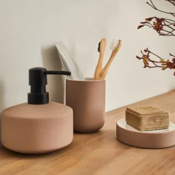 Accessoire De Salle De Bain*alinea Porte-savon rond en grès - Rose