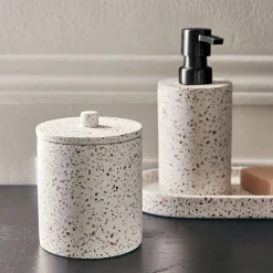 Accessoire De Salle De Bain*alinea Pot à coton en terrazzo H12,5cm - Blanc