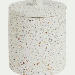 Accessoire De Salle De Bain*alinea Pot à coton en terrazzo H12,5cm - Blanc