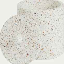 Accessoire De Salle De Bain*alinea Pot à coton en terrazzo H12,5cm - Blanc